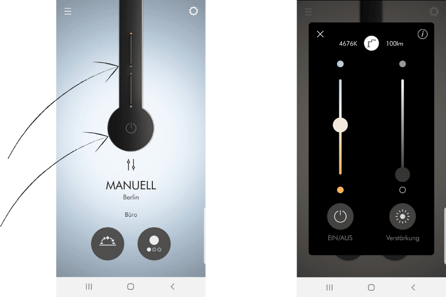 In der Dyson Link App kannst du die Lichteinstellung regulieren